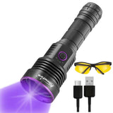 1 x RAW Customer Returns Alonefire SV43 36W 365nm UV Flashlight USB Rechargeable Ultraviolet Blacklight Pet Urine Detector for UV Resin, Fishing, Scorpion, Amber with Charging Station, UV Safety Goggles, Battery Included - RRP €71.02