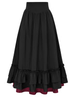 1 x RAW Customer Returns SCARLET DARKNESS Women s Renaissance Maxi Skirt High Waist Double Layer Ruffle Hem Formal Skirts Black and Red S - RRP €36.86