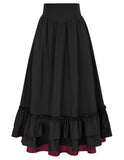 1 x RAW Customer Returns SCARLET DARKNESS Women s Renaissance Maxi Skirt High Waist Double Layer Ruffle Hem Formal Skirts Black and Red S - RRP €36.86