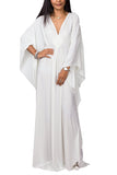 1 x RAW Customer Returns YouKD Women s Long Maxi Dress Bohemian Caftan Beach Dress Cover Up Swimsuit One Size Comfortable Wear A White One Size - RRP €27.53