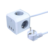 2 x RAW Customer Returns Socket cube with USB, 4-way socket cube 3000W 13A with 2 USB 1 USB C, 1.8 meter braided cable with switch for wall socket - RRP €32.26