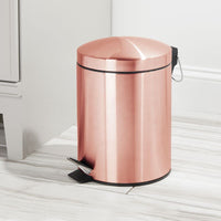 1 x RAW Customer Returns mDesign pedal bin 5 L metal trash can with pedal, lid and plastic insert perfect as a cosmetic bin or wastepaper basket for the bathroom, kitchen, office etc. rose gold - RRP €24.73