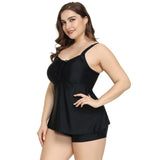 1 x RAW Customer Returns Hanna Nikole Tankini Set Women Plus Size Beach Tummy Control Beachwear Black 58 - RRP €45.37