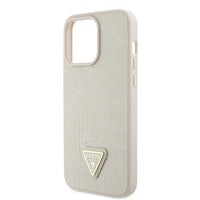 1 x RAW Customer Returns Guess Cover Compatible with iPhone 15 Pro Max Back Cover case - Triangle - Taupe  - RRP €35.21