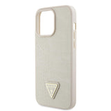 1 x RAW Customer Returns Guess Cover Compatible with iPhone 15 Pro Max Back Cover case - Triangle - Taupe  - RRP €35.21