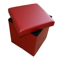 2 x RAW Customer Returns Style home stool with storage space, foldable bench, seat chest made of imitation leather, padded seat cube footstool storage box with lid, for living room bedroom, 38 38 38 cm dark red  - RRP €41.8