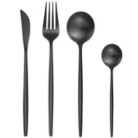 1 x RAW Customer Returns Bestdin cutlery set for 6 people, 24-piece stainless steel cutlery set, matt black, dining cutlery set with knife, fork, spoon, high-quality stainless steel cutlery, dishwasher safe. - RRP €26.99