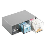 1 x RAW Customer Returns mDesign kitchen organizer with 3 drawers - storage box for tea bags, coffee pods, sweeteners and more - plastic tea box - gray - RRP €21.17