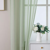 1 x RAW Customer Returns MIULEE Set of 2 Sheer Voile Curtains Rod Pocket Transparent Curtain Made of Voile Polyester Window Curtain Transparent Living Room Airy for Bedroom 140 X 215 cm W x H , Rod Pocket Green - RRP €23.99