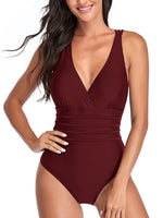 1 x RAW Customer Returns Summer Mae One Piece Swimsuit for Women Sexy Swimwear and Pool Monokini Elegant Beach Wine Red XL - RRP €42.28