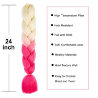 1 x RAW Customer Returns ColorfulPanda 3 Pieces Jumbo Braid Synthetic Hair Kanekalon Hair Braiding Extensions for Crochet Twist Braiding Hair 24 Inches 100g Color, Blonde to Pink - RRP €18.14