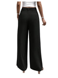 1 x RAW Customer Returns GORGLITTER Women s Wide Leg Pants Summer Pants Loose Long Pants Thin Casual Pants with Belt Black M - RRP €36.29