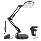 1 x RAW Customer Returns HJZ LED Magnifying Lamp, Workplace Lamp, 8 Diopter Magnifying Glass with Light - with Clamp Stand, Swivel Arm, Dimmable, 3 Color Modes, Magnifying Glass for Reading, Crafts - 8x Magnification Black  - RRP €44.29