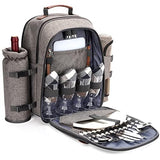 1 x RAW Customer Returns ZORMY Picnic Backpack Set for 4 People with Cooler Compartment, Picnic Bag with Waterproof Bag, Insulated Bottle Wine Holder, Fleece Blanket and Cutlery for Camping, Gifts for Couples Wedding Anniversary - RRP €71.99