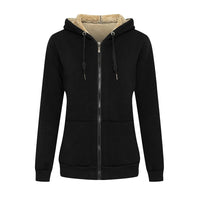 1 x RAW Customer Returns LBL Women s Warm Fleece Lined Zipper Hooded Sweatshirt Long Sleeve Winter Winter Black 46 - RRP €53.63