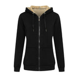 1 x RAW Customer Returns LBL Women s Warm Fleece Lined Zipper Hooded Sweatshirt Long Sleeve Winter Winter Black 46 - RRP €53.63