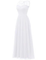 1 x RAW Customer Returns Dressystar 0046 Evening Dress Basic Chiffon Lace Sleeveless Bridesmaid Dresses Floor-Length White S - RRP €56.66