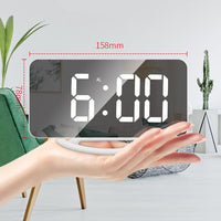 1 x RAW Customer Returns INF digital alarm clock with mirror glass white, table clock in modern design with LED digits - RRP €21.99