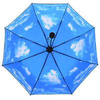 1 x RAW Customer Returns Hosoncovy Blue Sky Folding Umbrella Double Layer Windproof Anti-UV Sun Protection 100CM Compact Umbrella for Women Men - RRP €32.4