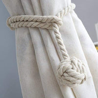 1 x RAW Customer Returns CHBOP Pack of 2 curtain drawstring curtain holder curtain holder tieback holdback tie band tiebacks hand knitting buckle cotton rope with ball - RRP €11.99