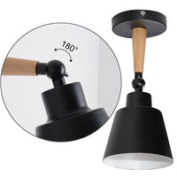 1 x RAW Customer Returns TOKIUS wall light modern, wall lamp made of metal and wood decoration, adjustable wall spotlight E27 socket, indoor wall lamp for bedroom, living room, corridor black  - RRP €14.99