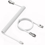 1 x RAW Customer Returns MAMBASNAKE C01 Spiral Keyboard Cable, Pro Custom Coiled USB C Cable for Mechanical Keyboard, Type C to USB-A with Detachable Metal Aviation Plug, TPU for Gaming Keyboard PC Mac Computer-White - RRP €18.99