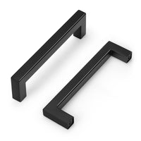 1 x RAW Customer Returns PinLin Black Kitchen Handles Stainless Steel Bedroom Drawer Handles 128mm Hole Spacing Square T-Bar Cabinet Door Handle 20pcs - RRP €36.42