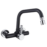 1 x RAW Customer Returns ONECE wall-mounted kitchen faucet with 2 jet types, kitchen faucet wall fitting with rotating spout, single lever mixer wall fitting mixer tap, black - RRP €57.47