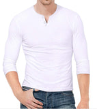 1 x RAW Customer Returns KUYIGO Men s Casual Henley T-Shirts Slim Fit Long Sleeve Cotton Long Sleeve L White - RRP €22.7