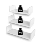 1 x RAW Customer Returns SONGMICS Wall Shelf, Set of 3, Floating Shelf, 30 35 40 cm, Wall Mount Shelf, Load Up to 15 kg Each, for Living Room, Study, Bathroom, Kitchen, White LWS40WT, Wood - RRP €23.38