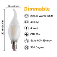 1 x RAW Customer Returns Filament bulb E14 dimmable LED light bulb chandelier candle shape 4W candle lamp, replaces 40 watt 2700K warm white, frosted glass, pack of 10 - RRP €24.19