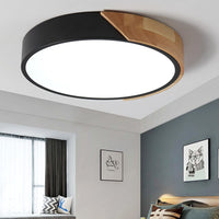 1 x RAW Customer Returns LIGKIN LED Ceiling Light Wood 24W Ceiling Lamp Round 30cm White 6500K Diameter Modern Kitchen Lamp Living Room for Balcony Hallway Baby Room Bedroom Dining Room Black  - RRP €25.2