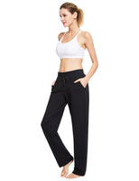 1 x RAW Customer Returns BALEAF Women s Thermal Jogging Bottoms Cotton Yoga Pants with Pockets Straight Leg Trousers Sweatpants Leisure Trousers Long Wide Leg Straight Trousers Black L - RRP €34.14