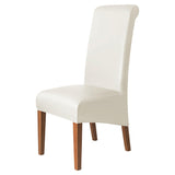 1 x RAW Customer Returns iEventStar PU Faux Leather Chair Covers Chair Covers Elastic Spandex Large Dining Room Chairs Stretch Cover Cream, High Back, 4  - RRP €54.44