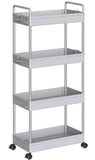 1 x RAW Customer Returns SOLEJAZZ 4-Tier Storage Cart Sliding Removable Cart Storage Cart Mobile Shelf for Kitchen, Bathroom, Laundry, Bedroom, Narrow Spaces, Plastic, Gray - RRP €27.31