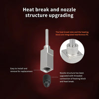 1 x RAW Customer Returns 3DPLady High temperature upgrade hotend set up to 500 degrees with replaceable nozzle consisting of plated copper heating block 2x hardened steel nozzle compatible for Bambu Lab X1 P1P p1ps - RRP €35.28