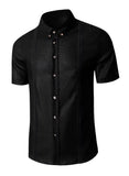 1 x RAW Customer Returns JMIERR Linen Men s Casual Shirt Short Sleeve Shirts Cotton Regular Fit Shirts Black 3XL - RRP €24.0