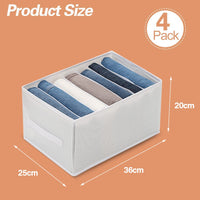 1 x Brand New RANJIMA Mesh Clothes Storage, Jeans Wardrobe Organizer, Pack of 4 Foldable Pants Organizer for Wardrobe with 7 Compartments, Storage Boxes for T-Shirts, Jeans, Leggings and Ties - RRP €21.17