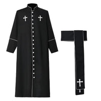 1 x RAW Customer Returns BPURB Roman Catholic Church Priest Soutane Robe with Belt Pope Bishop Pastor Clergy Vestments Men Priest Costume - RRP €53.44