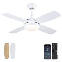 1 x RAW Customer Returns 107 cm ceiling fans with lights, white modern ceiling fan with remote control and app control, 6 speed, memory function, fan lamp ceiling for bedroom, living room - RRP €110.92