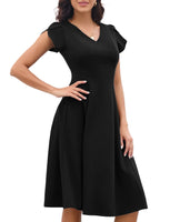 1 x RAW Customer Returns Gardenwed Rockabilly Dresses Women 60s Dresses Women Black Dress Funeral Evening Dresses Elegant for Wedding A line 50S Retro V Neck Vintage Festive Dresses for Women Black 3XL - RRP €45.11