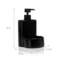 1 x RAW Customer Returns KOOK TIME dishwashing liquid dispenser made of matt ceramic, soap dispenser for the kitchen with storage space for a scrubber or sponge, 10 x 11.5 x 18 cm. Compact and elegant sink organizer matt black  - RRP €17.53