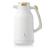 1 x RAW Customer Returns IDEUS coffee pot, double-walled vacuum insulation jug, 2 liters, stainless steel, thermos flask keeps hot for 12 hours, jug for 15-20 cups, white gold - RRP €49.99