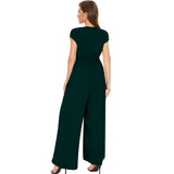 1 x RAW Customer Returns Tanmolo Women s Jumpsuit Elegant Summer Sleeveless V-Neck Overall Wide Leg Romper With Pockets Dark Green, M  - RRP €39.01