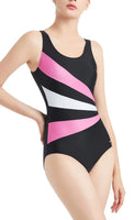 1 x Brand New LULUWINGX Women s One-Piece Swimsuit with Three Front Splice Swimwear Deep U-Back Swimwear Large, Black  - RRP €28.58