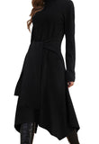 1 x RAW Customer Returns JayscreateEU Women s Knitted Dress Winter Dress Autumn Women s Winter Dresses Autumn Dress Midi Dress Pullover Dress with Turtleneck Long Sleeve Dress with Belt Warm Dress A-Line Black L - RRP €40.88