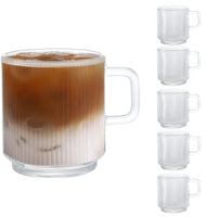 1 x RAW Customer Returns DM DESIGN MASTER 6-piece, 350ML - Vertical stripe design glasses. Coffee glass tea glass, keeps warm for a long time, perfect for latte, tea and drinks. - RRP €20.58