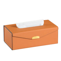 1 x RAW Customer Returns MEIBOOCH Foldable Tissue Box Cover Rectangular Leather Tissue Box Holder with Magnetic Closure Height 9.2cm, Orange  - RRP €17.21