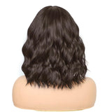 1 x RAW Customer Returns PORSMEER Women s Bob Shoulder Length Curly Wave Wig with Bangs Natural Synthetic Hair Dark Brown Wig, Anime Cosplay Halloween Wigs 14 Inches Dark Brown  - RRP €23.18