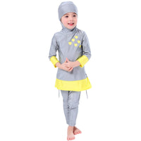 2 x Brand New IBTOM CASTLE Muslim Swimsuit Kids Baby Girls Full Cover Modest Islamic Tops with Swim Trunks UV Protection Swimsuit Swimwear Set Burkini Swim Hijab Surfing Clothes Gray 9-10 Years - RRP €59.3